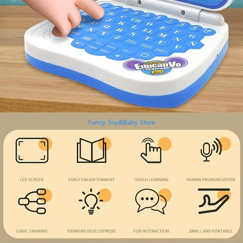 Dispositivo apprendimento bilingue spagnolo inglese per bambini con tasti interattivi colorati Giocattolo educativo portatile