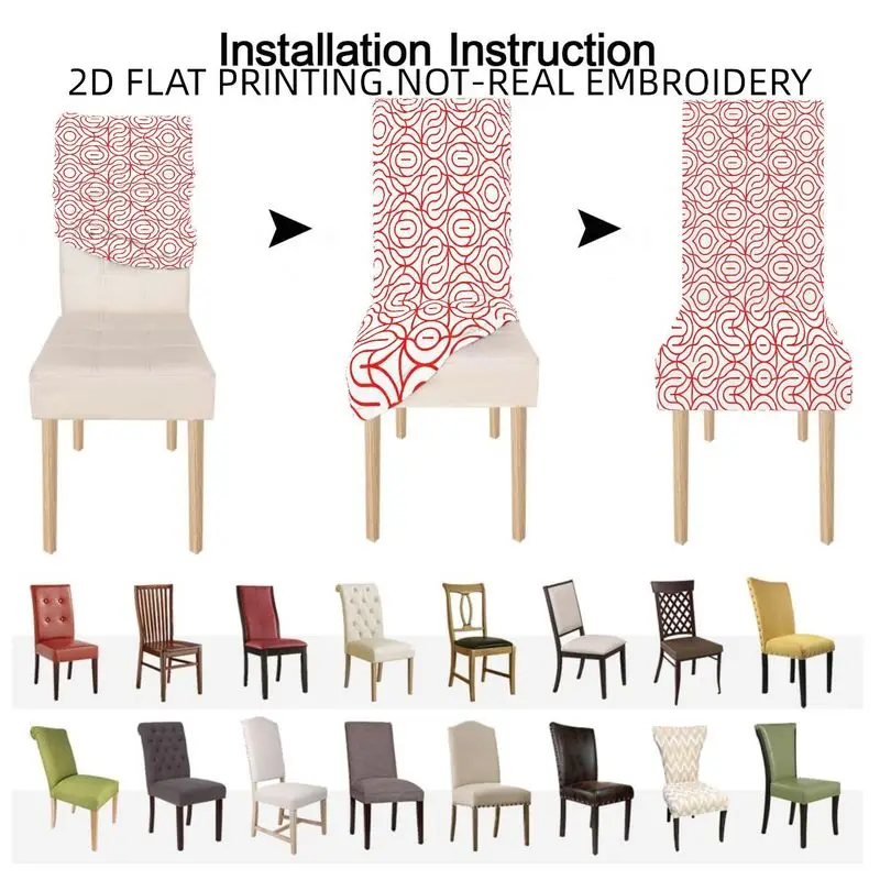 Elastic dining chair cover Bow chair cover Tablecloth, geometric line check 2D flat pattern
