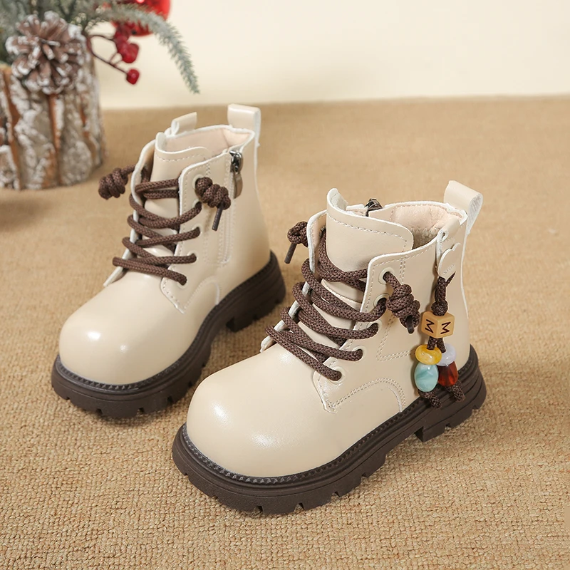 

Girls Leather Boots Round Toes Versatile Kids Ankle Boots Soft Bottom Comfortable 2025 Winter New Children Princess Boots Suede