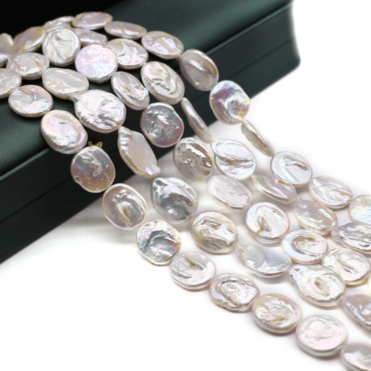 White Natural Freshwater Pearl Vintage Button Jewelry Accessories Ladies DIY Necklace Bracelet Stud Earrings Coin Jewelry18x14mm image 2