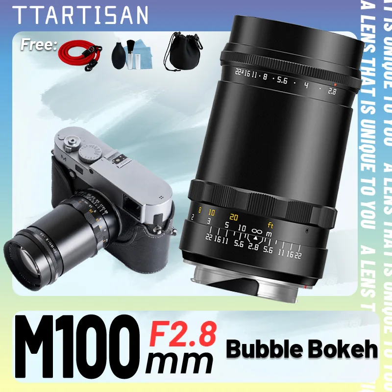 TTArtisan M 100mm F2.8 Soap Bubble Bokeh Full Frame Manual Lens Support macular linkage for Leica M M3 M4 M9 M10 M240 Adpter