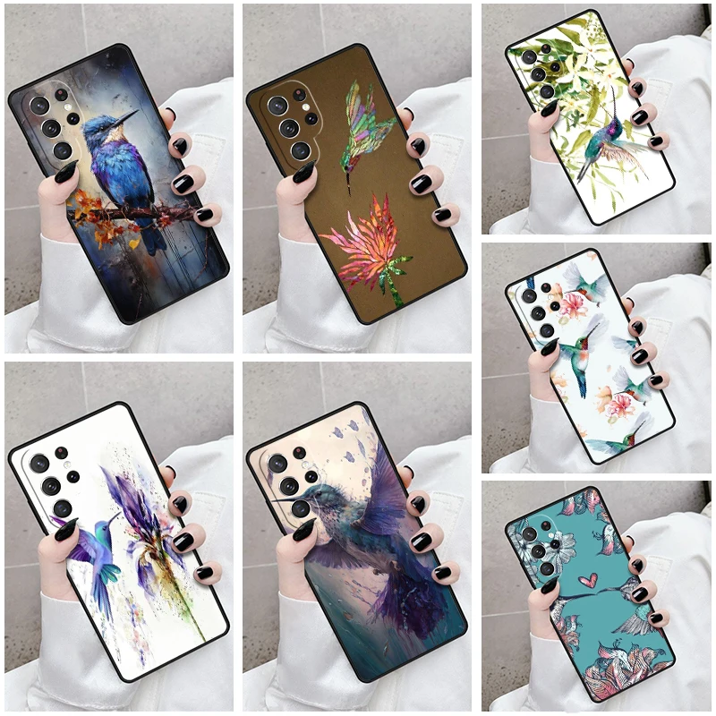 Phone Case For Samsung Galaxy S24 S23 S21fe S22 Ultra Plus Note 10 20 S8 S9 S10 Cover Hummingbird Case