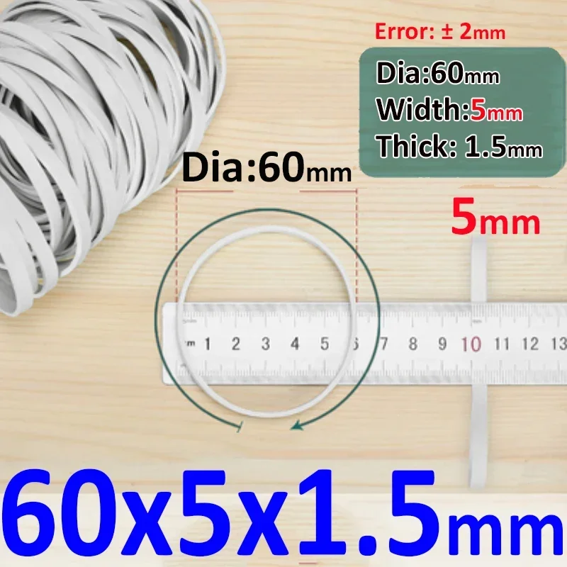 Breedte 5 mm Witte elastiekjes Hoge temperatuurbestendigheid Hoge elasticiteit Elastiek Diameter 15/50/60 mm