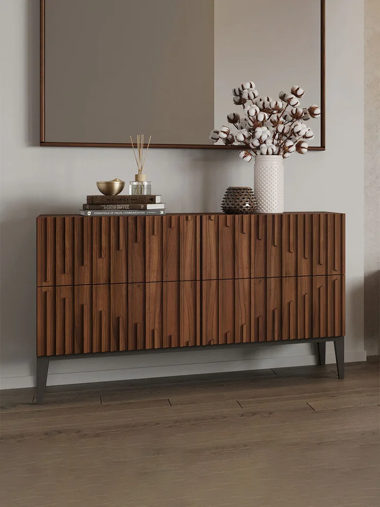 Italian minimalist solid wood kitchen sideboard modern minimalist North American black walnut locker living room porch cabinet