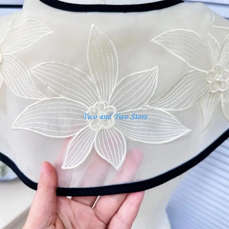 HX6F Trendy Detachable Embroidered Collar False Collar Enhancing Casual And Prom Wear