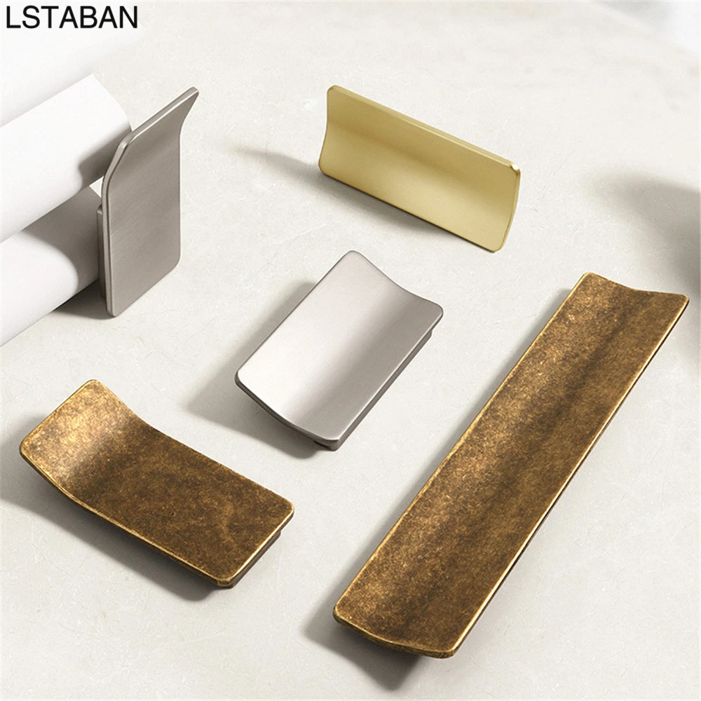 Nordic Square Kitchen Cabinet Handle Retro Copper Cupboard Wardrobe Drawer Pull Furniture Hardware Door Knob Creative Handle