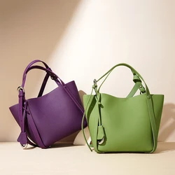 Women's Brushed Leather High-quality Leather Shoulder Bag Vintage Suede Red Bucket Bag Large Capacity Handbag With Cosmetic Bag