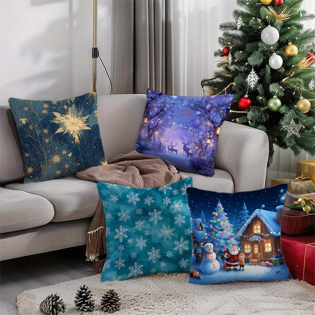 

Christmas-themed Starry Pattern PillowcaseSuitable for sofa car bedroom decorative cushion cover pillow cover