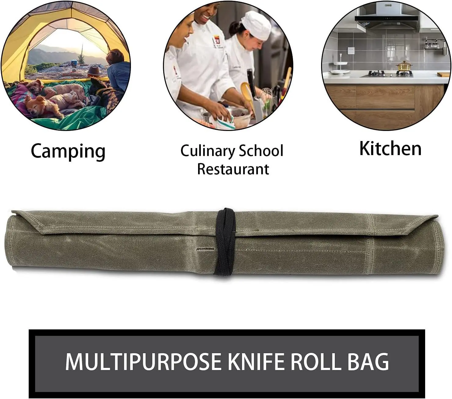 Wet Wax Canvas Knife Storage Bag Chef Picnic Camping Barbecue Kitchen Portable Storage Bag Chef Bag File Roll Storage