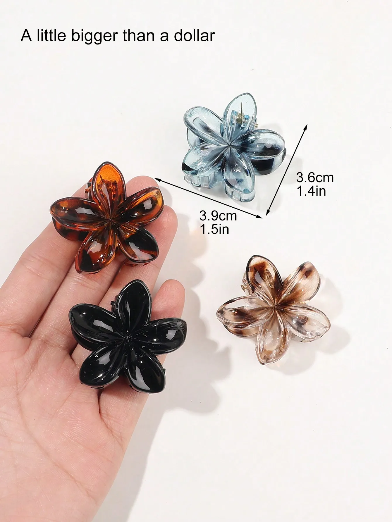 4 Stück mehrfarbige Blumen-Haarklammern für Frauen und Mädchen, rutschfest, niedlich, modisch, Haarschmuck, kleine Haarnadel, Krabben-Haarspange-Stil – Detail 20