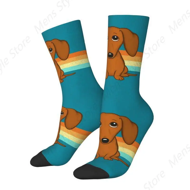 Cute Dachshund Cartoon Wiener Dog Men's Crew Socks Unisex Funny Animal Badger Sausage Spring Summer Autumn Winter Dress Socks