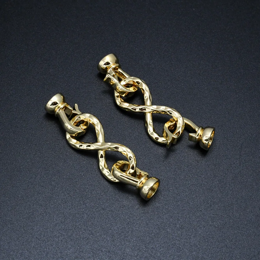 18k Gold Plating Infinite Symbol Double Loops Connector Beaded Clasp For Bracelet Necklace Making Findings