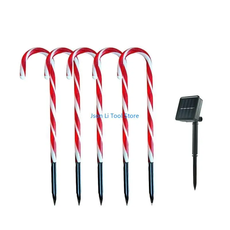 

Y08D Led Christmas Candy Cane Lights Set Solar Panel or Battery Powered Stake Light