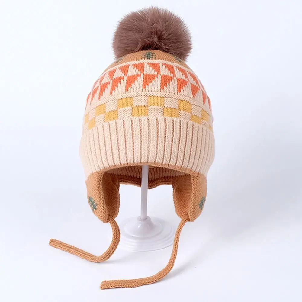 Winter Warm Children Ear Protection Hat Kids Earmuffs Cap Cartoon Toddler Woolen Knitted Hats 2-6 Years Children Beanies image 5