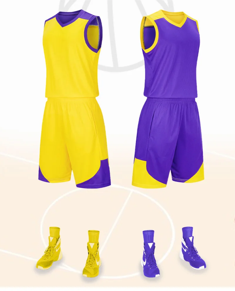 Multi color sports basketball suit set custom printed logo sleeveless T-shirt men's and women's suit design customization