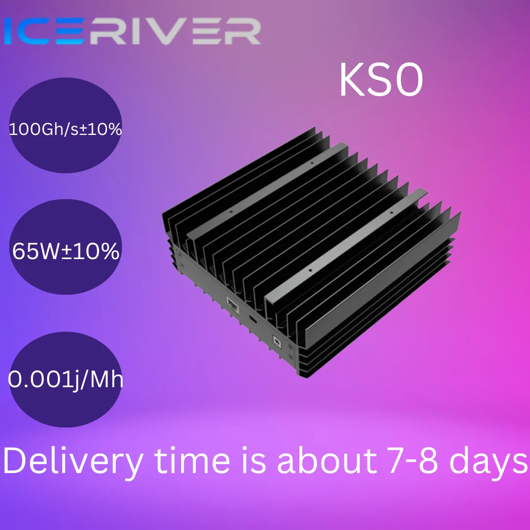 Model KS0 from IceRiver mining KHeavyHash algorithm with a maximum hashrate of 100Gh/s for a power consumption of 65W.