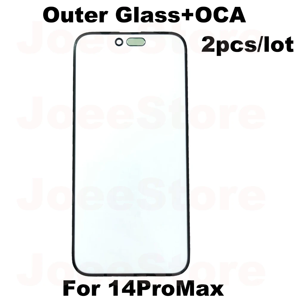 2pcs Outer Glass With OCA Film For iphone 11 12 13 14 15 Pro Max Mini X XR Touch Screen Front Outer Panel Glass Display Repair