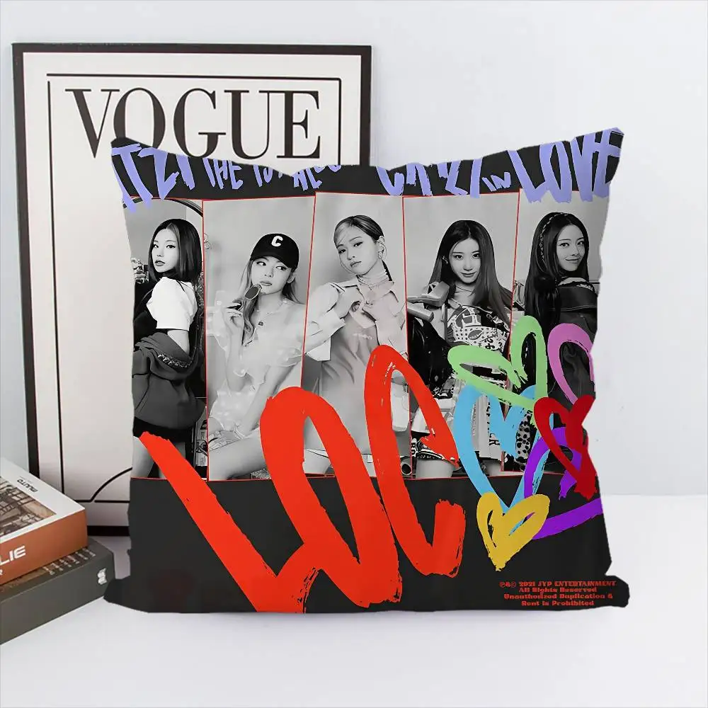 I-Itzy Pillow Case Album Case Sofa Decorative Home Double-sided Printing Short Plush Cute Cushion Cover