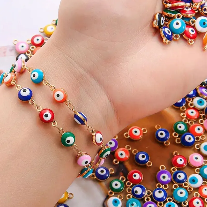 

15pcs Enamel Evil Eye Connector Charm For Jewelry Making Supplies DIY Needlework Bracelets Anklets Findings Accessories