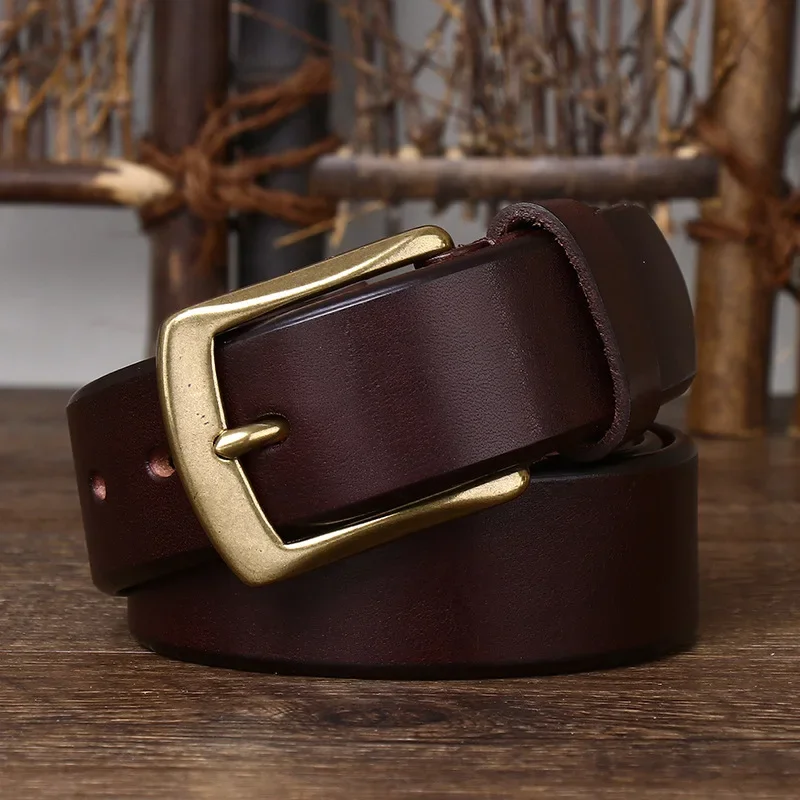 

3.8CM Wide And Thickened Korean Version Simple Casual Belt, Men's Leather Needle Buckle, Pure Cowhide, Youth Business Belt Trend