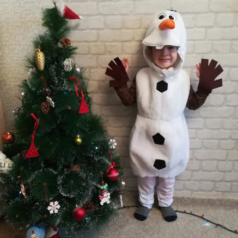 New Year's Olaf Character Costume for Kids Toddler Anime Fantasy Party Outfit Christmas Performance Costume with Hat and Vest view 3