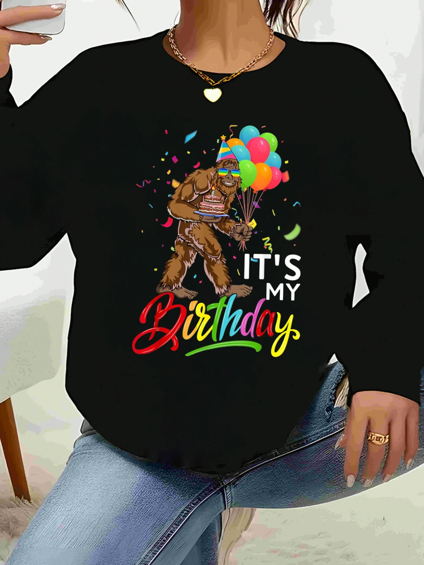 بيج فوت بالونات عيد الميلاد طباعة حفلة طويلة الأكمام المحملة عارضة الاحتفال ارتداء أزياء المرأة #1