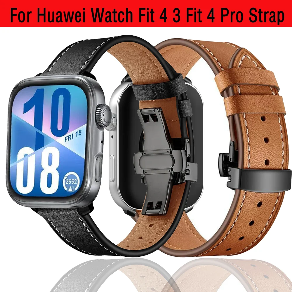 

Ремешок из натуральной кожи для Huawei Watch Fit 4 Fit 3, сменный браслет Correa, браслет для Huawei Watch Fit 4/Fit 4 Pro Band