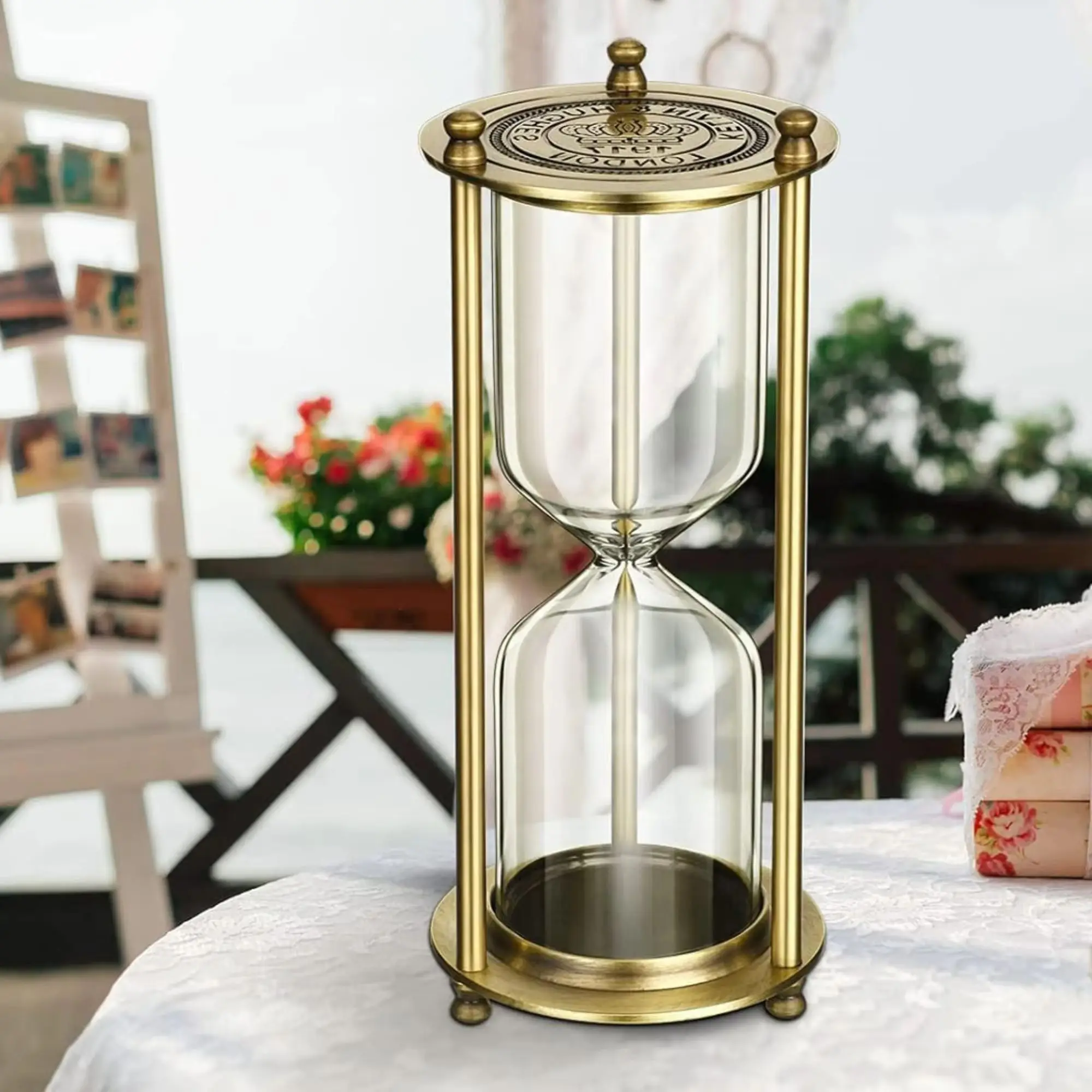 

Metal Three Column Vintage Empty Hourglass Bottle DIY Homemade Sandglass Creative Sand Clock Timer Home Desktop Decoration Gift