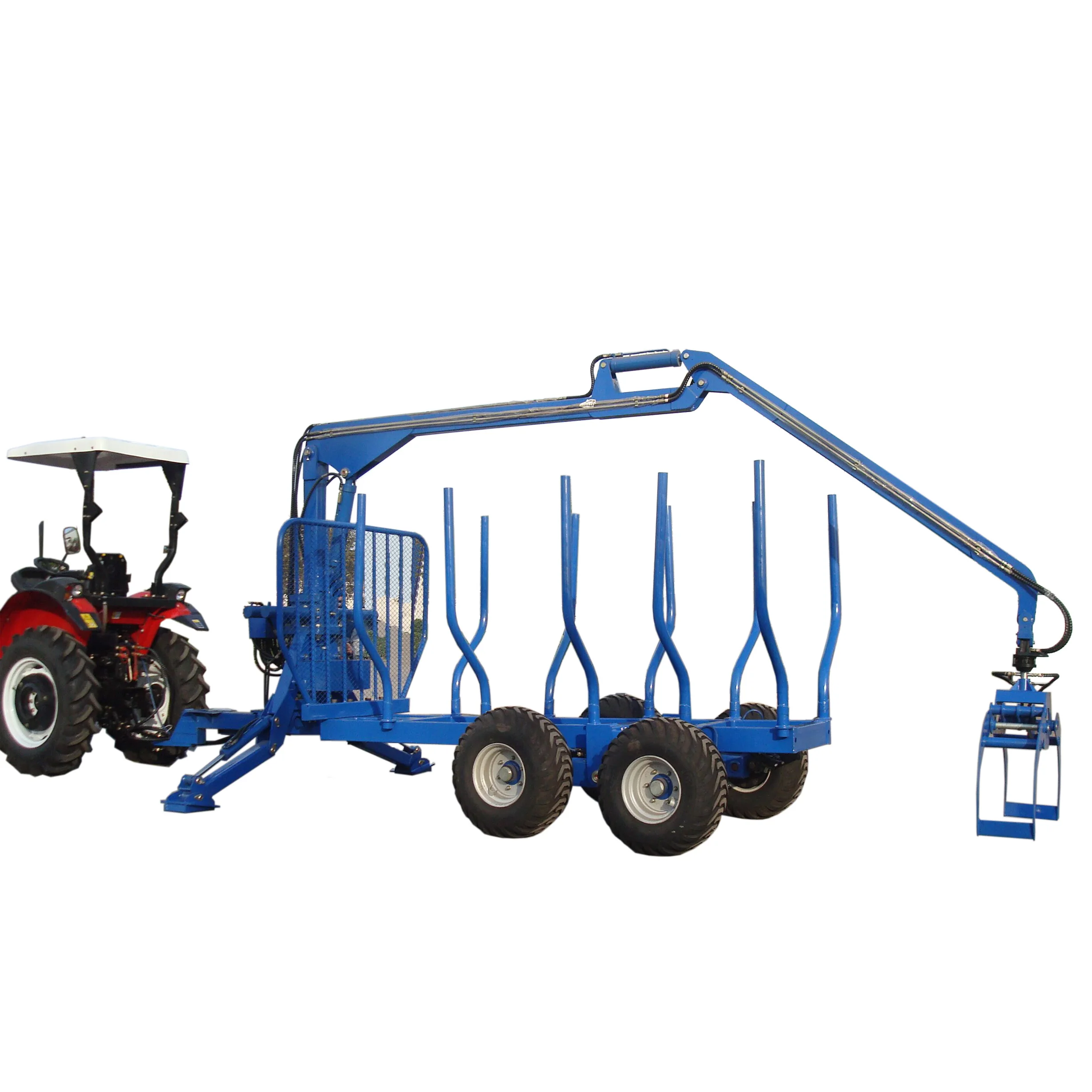 Log Timber Trailer With Grapple Crane 2000kg New Tractor Forest Log Transport Machine 24 Months Quality Guarantee