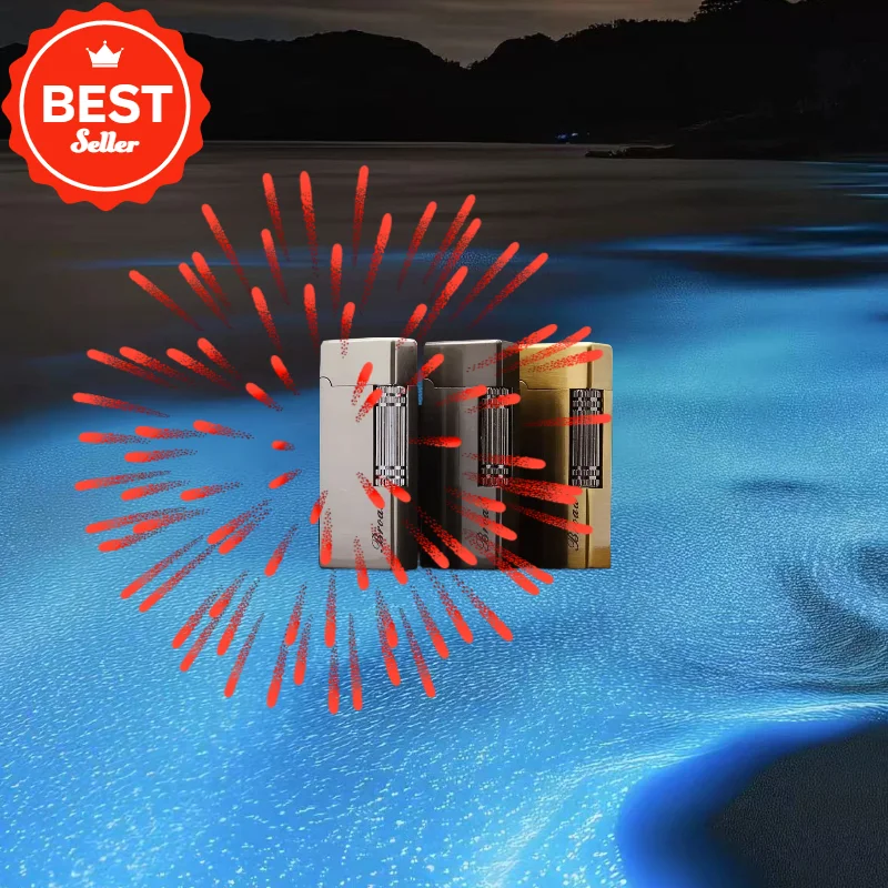 جديد ولاعة غاز الصوان البيوتان الجانب زلة طحن عجلة الولاعات اكسسوارات السجائر ولاعات التدخين السيجار الأدوات للرجال