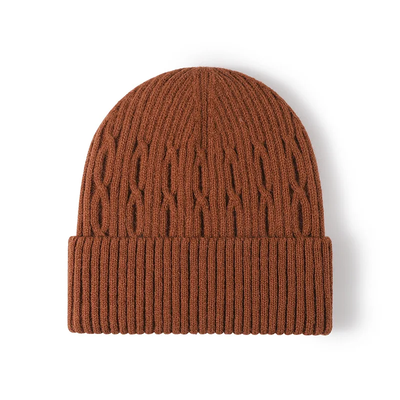 

thickened fleece-lined winter hats for men women solid color knitting winter cap plush lining double layers