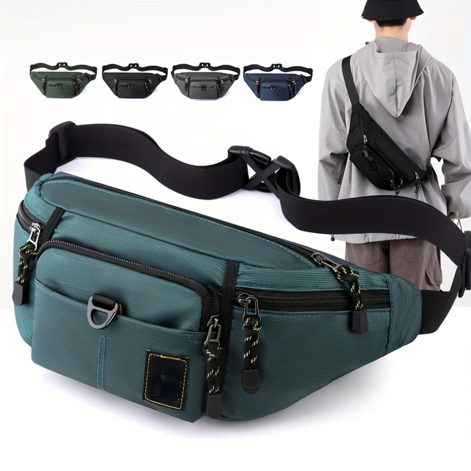 Fashion Waist Bag With 6 Pockets, Crossbody Fanny Pack for Sports, Travel, Hiking - Stylish Multi-Pockets Chest Bag for Phone & 