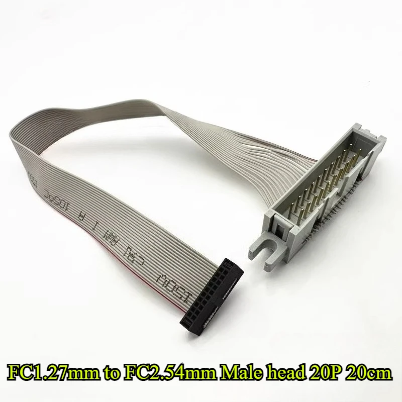 1/3/5 قطعة FC1.27mm إلى FC2.54mm ذكر رئيس 10P/14P/16P/20P رمادي شريط مسطح كابل نقل طول السلك 20 سنتيمتر FC1.27 إلى DC3-2.54 ذكر