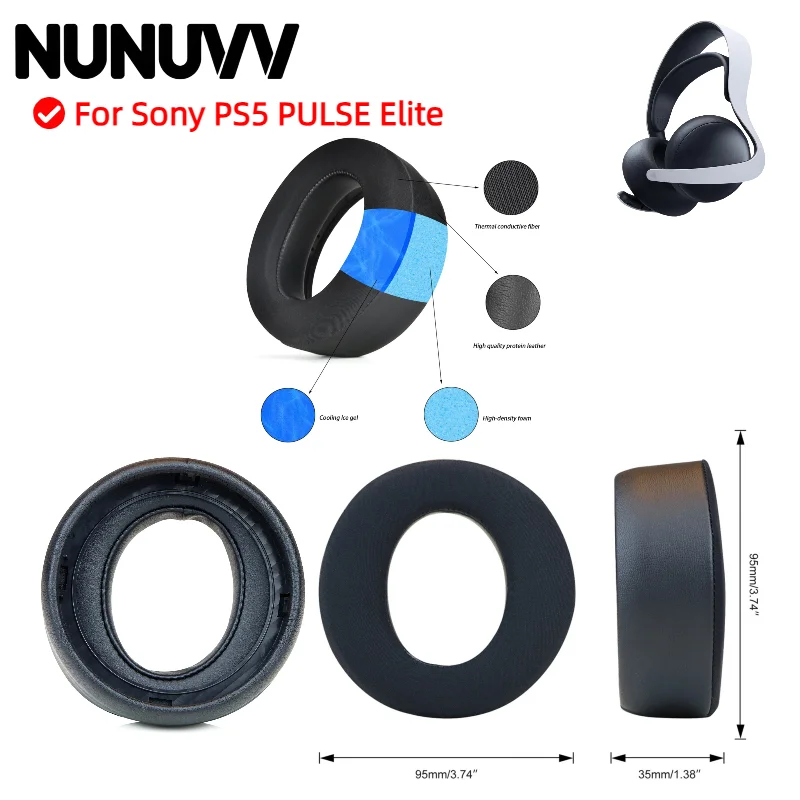 

NUNUVV Replacement Earmuff Ear covers Updated Ear pads For Sony PS5 Pluse Elite PlayStation5 Pluse Elite wireless headphones