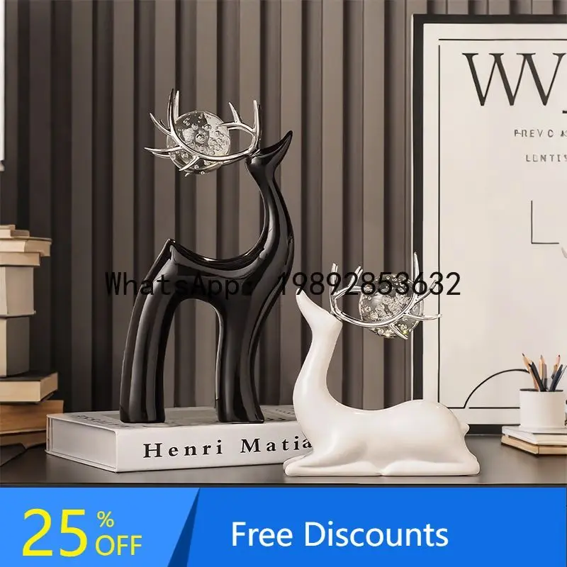 

Fawn Crystal Ball Ornament Light Luxury Home TV Cabinet Decoration Living Room Modern Entryway Feel
