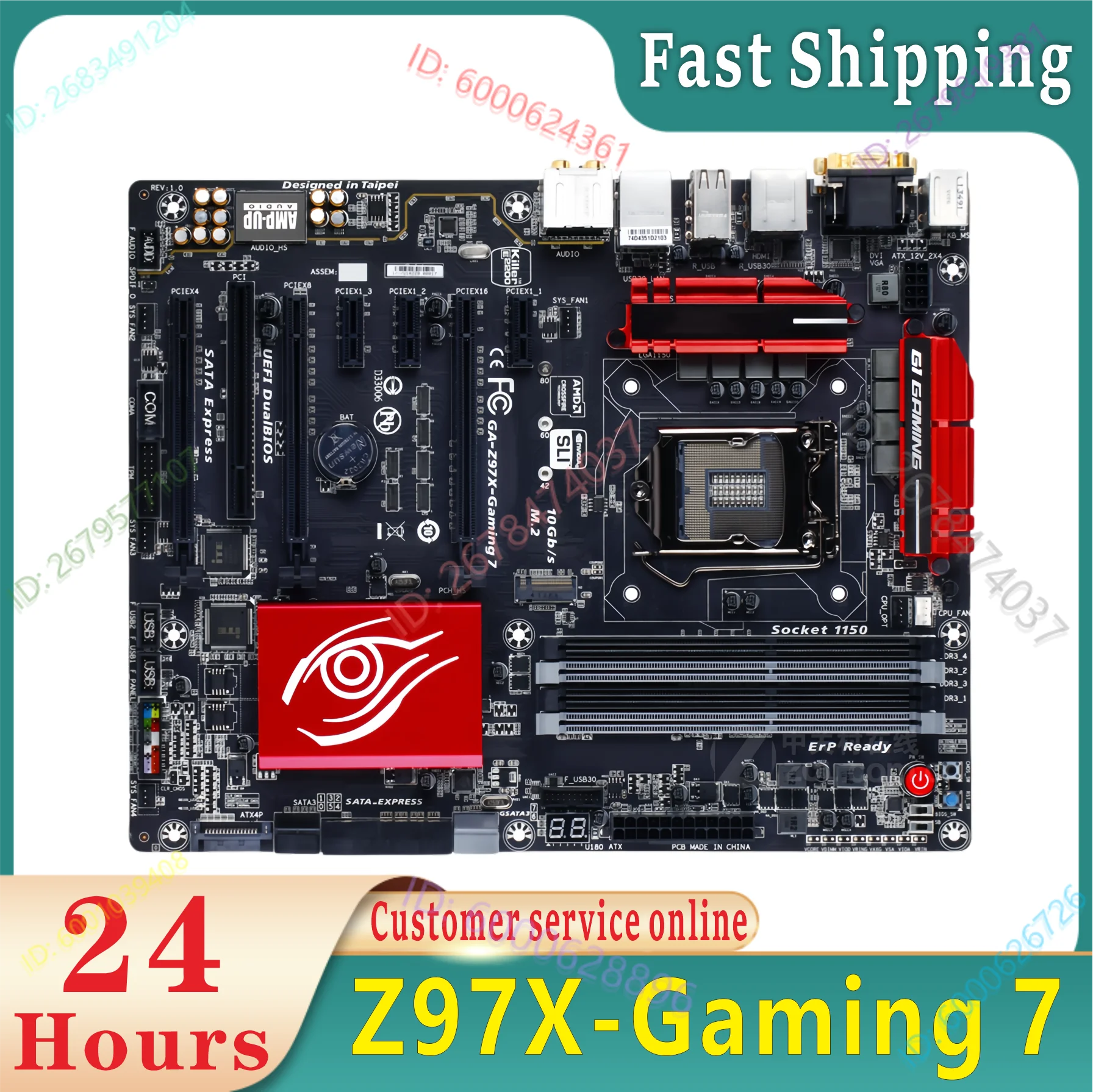 

100% original testing Z97X GAMING 7 computer USB 3.0 SATAIII board LGA 1150 DDR3 Z97 desktop board