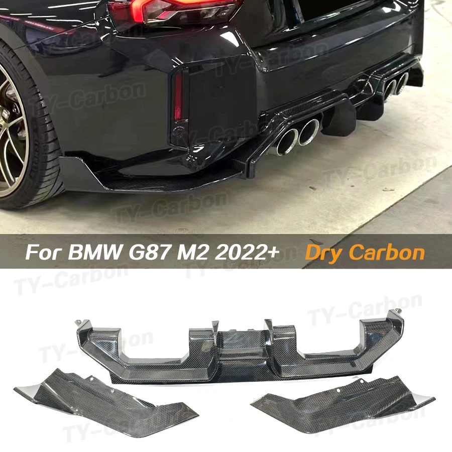 Difusor de parachoques trasero de coche de fibra de carbono Real para BMW Serie 2 G87 M2 Coupe difusor trasero de coche kits de carrocería de labio divisor 3 aletas 2022 +