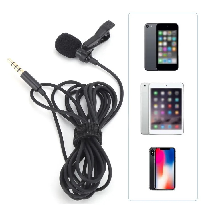 Clipe de microfone de lapela com fio no microfone de lapela mini portátil com redução de ruído para transmissão