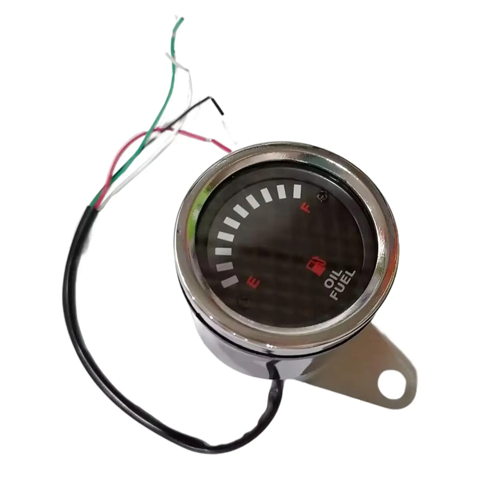 Chrome 12V Universal Motorcycle LED Digital Oil Fuel Level Gauge 65 mm