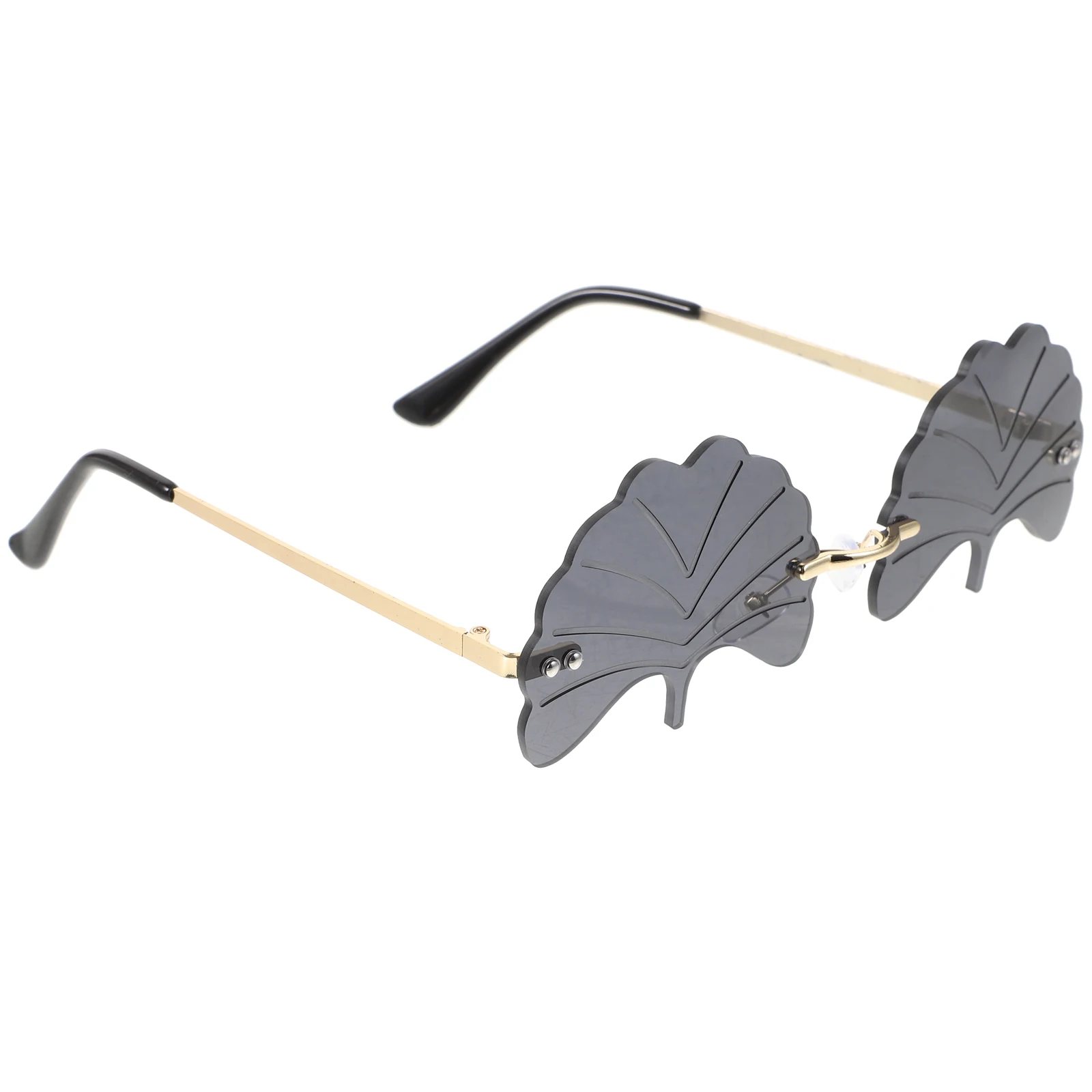 

Ginkgo Leaf Sunglasses Retro Metal Frameless Eyeglasses Women Party Fashion Novelty Stylish Photo Prop Self Driving Outdoor