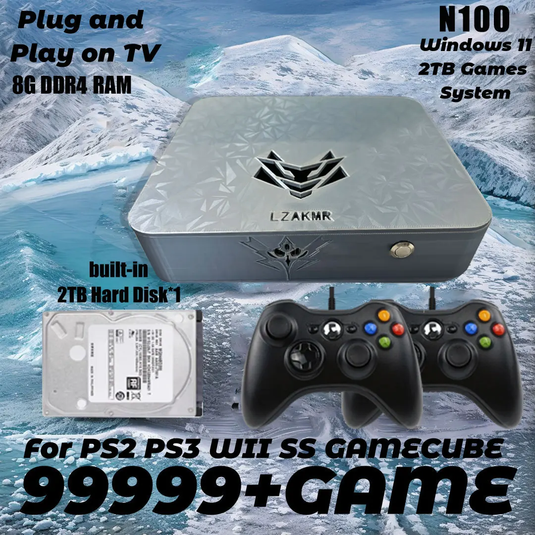 

LZAKMR NEW Upgrade AK1 Pro Game Box Dual System Windows11 2TB Game System 99999+GAME For PS2 PS3 WII SS GAMECUBE Sega Saturn