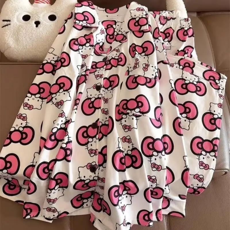 

Sanrio Hello Kitty Pajama Set Velvet Women Winter Home Outdoor Wear Cute Cartoon Princess Style Long Sleeve Long Pants Nightwear