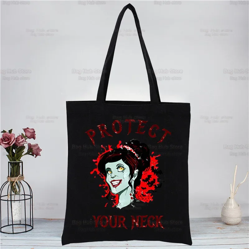 The Vampire Diaries Women Shopper Bag Canvas Tote Elena Katherine Shoulder Bags Vintage Gilbert Shopping Bag Black Handbags Eco