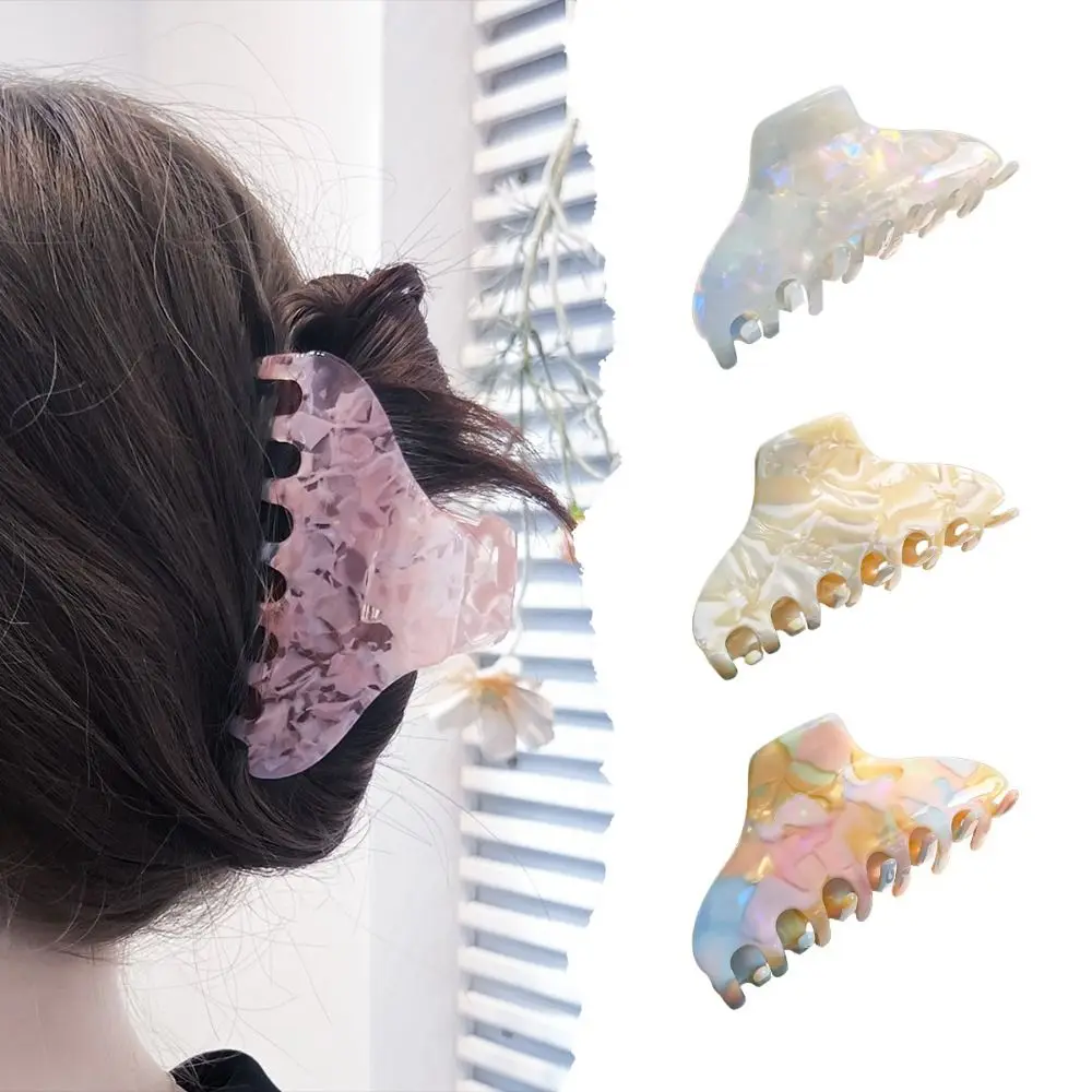 

Solid Color Fresh Acetate Hair Claw Leopard Printing Shark Clip Printing Shark Clip Geometry Hairpin Tortoiseshell Hair Claw
