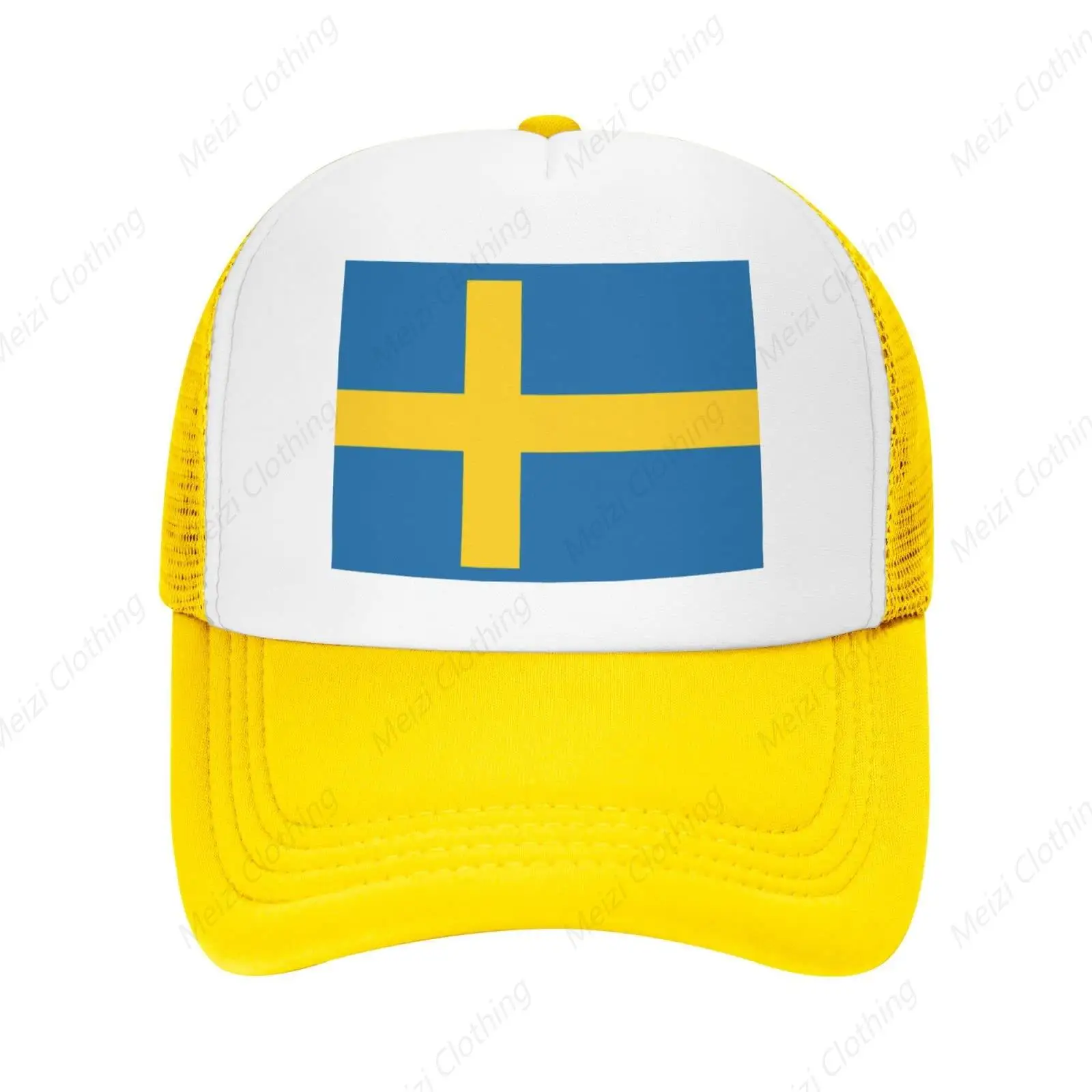 Swedish Flag Men's Breathable Mesh Outdoor Sports Truck Hat Gift Women's Boys' Baseball Hat