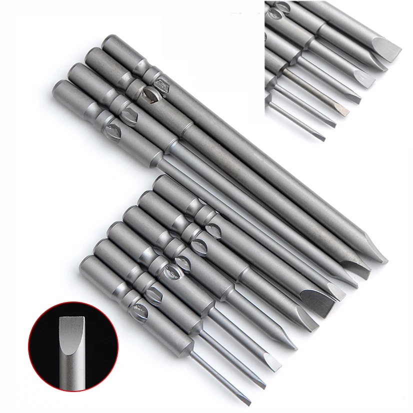 

1.6mm-6mm S2 Alloy Steel Magnetic Flat Head Slotted Screwdrivers Bits 802 6mm Round Shank