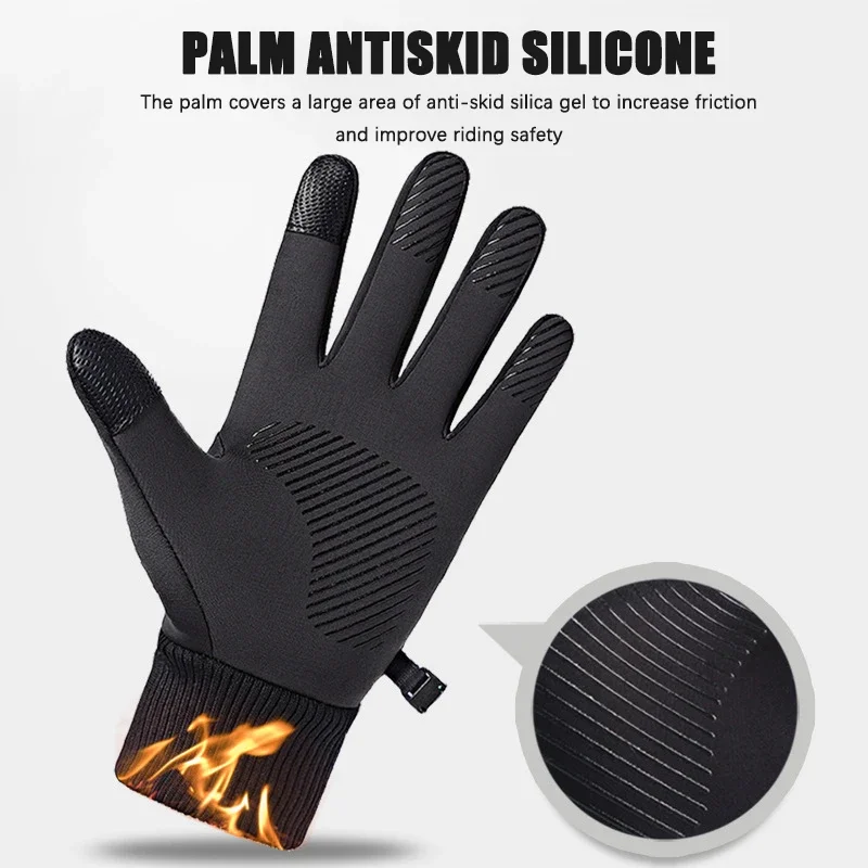 Guantes impermeables de invierno para hombre, manoplas térmicas de dedo completo para deportes al aire libre, correr, esquí con pantalla táctil