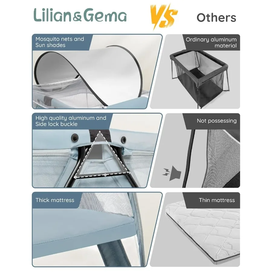 Culla da viaggio 2in1 Culla portatile con zaino per genitori OntheGo Box per bambini leggero e pieghevole con spesso e confortevole M