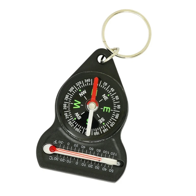 Portable Compassing Thermometer with Keychain Stay Prepared for Outdoor Excursions Compassing Tool for Camping, Hiking,