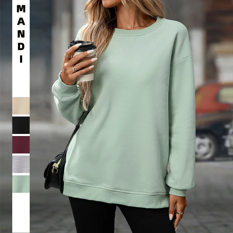 

Women's Sweater 2025 Autumn Winter New Y2K Fashion Sweatshirt Crew Neck Long Sleeve Fleece Lined Pullover Active Top